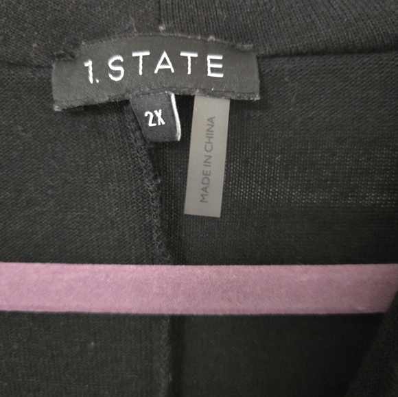 1.STATE Cross Front Knit Top Long Sleeve Black Womens Size 2X - Picture 2 of 3